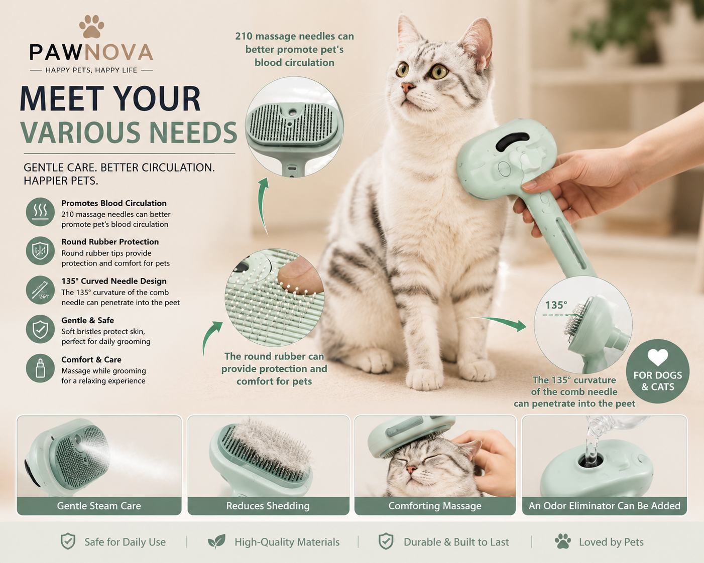PawNova™ Steam Groom Brush