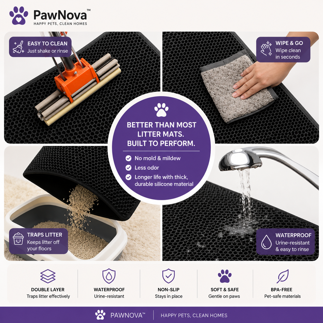 PawNova™ Double Layer Cat Litter Mat
