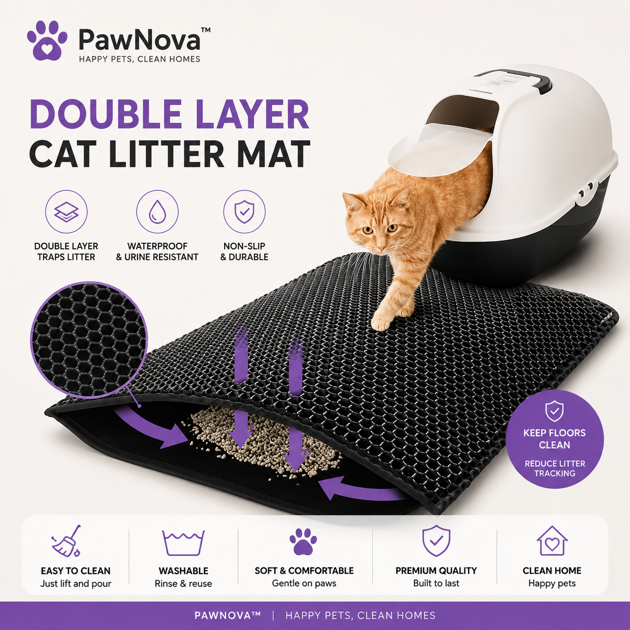 PawNova™ Double Layer Cat Litter Mat
